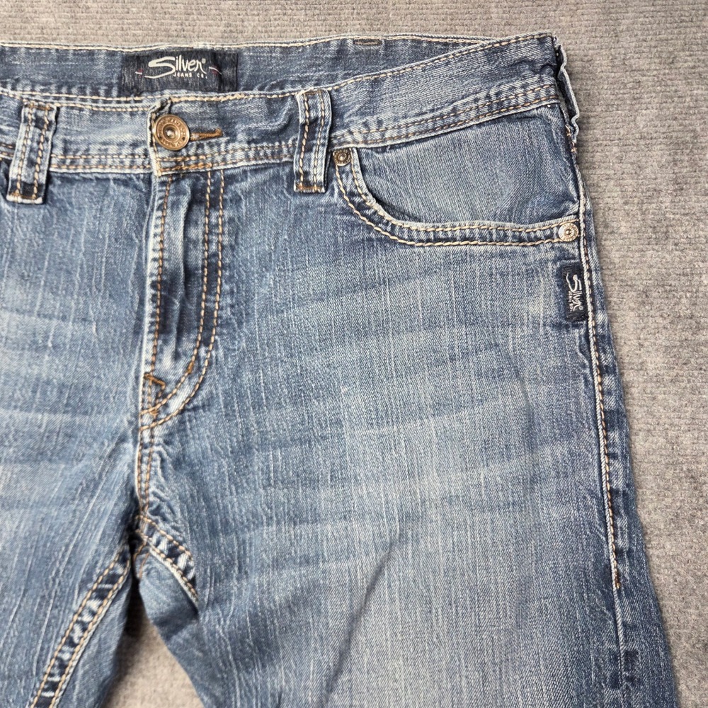Silver Jeans Co Mens Zac Relaxed Straight Leg Blue Denim Jeans Medium Wash 39x29 - Picture 5 of 16